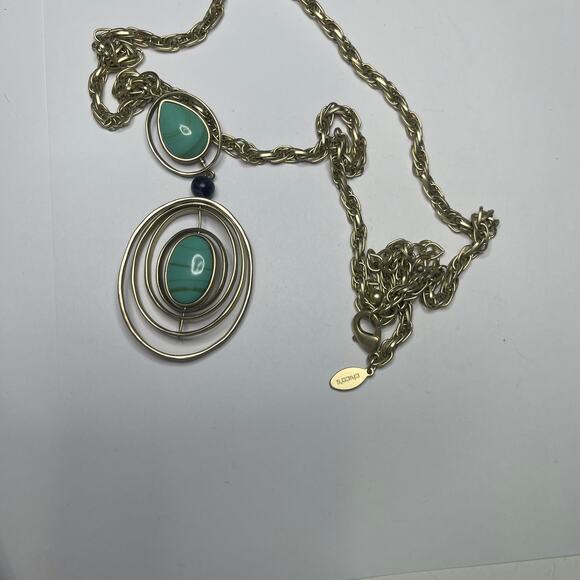 Chico's silver tone pendant necklace chunky chain link signed costume jewelry - Picture 5 of 14